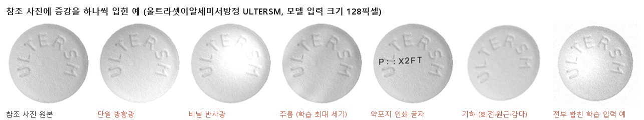 참조 사진에 증강 축을 하나씩 적용한 예